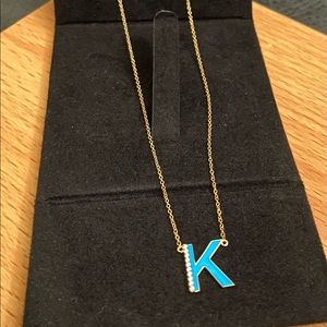 Moon & Meadow 14k yellow gold diamond & Enamel pendant Necklace.